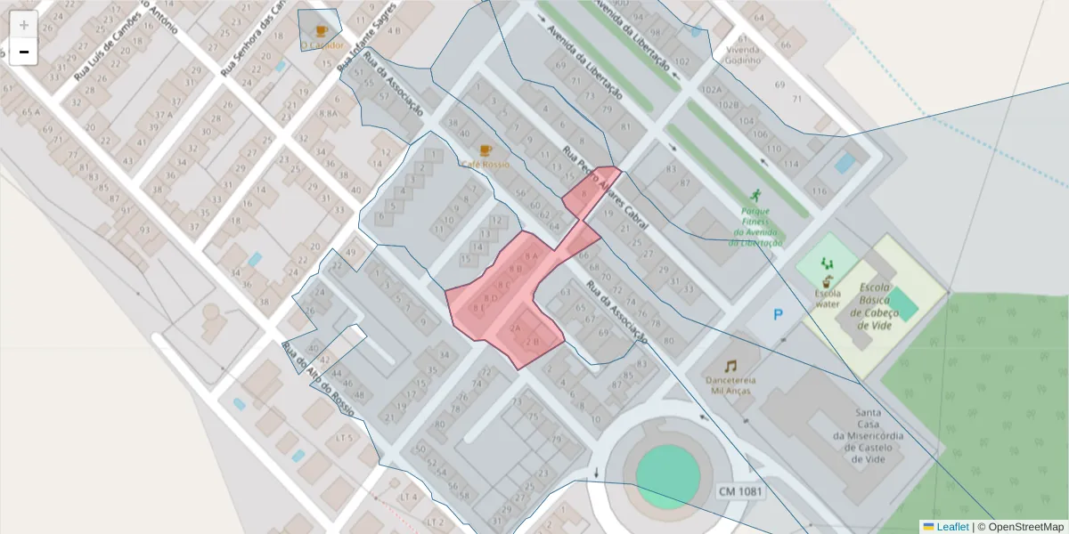 Mapa detalhado do código postal 7460-011 com limites, códigos postais vizinhos e agências dos correios