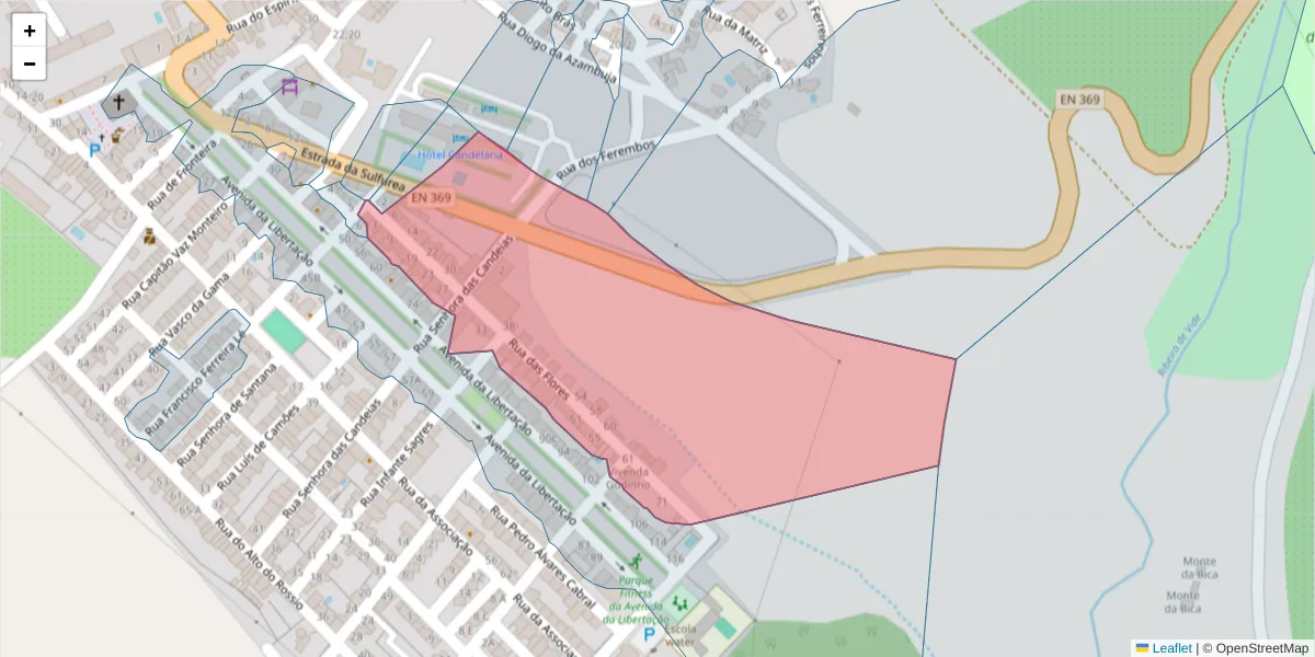 Mapa detalhado do código postal 7460-017 com limites, códigos postais vizinhos e agências dos correios