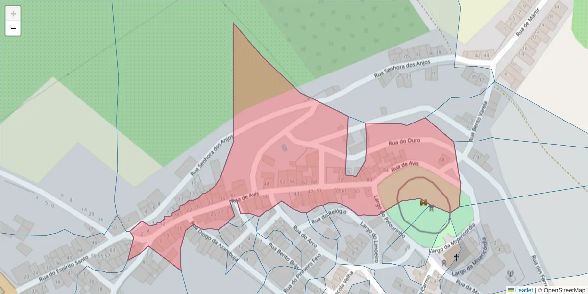 Mapa detalhado do código postal 7460-018 com limites, códigos postais vizinhos e agências dos correios
