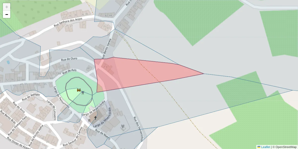 Mapa detalhado do código postal 7460-025 com limites, códigos postais vizinhos e agências dos correios