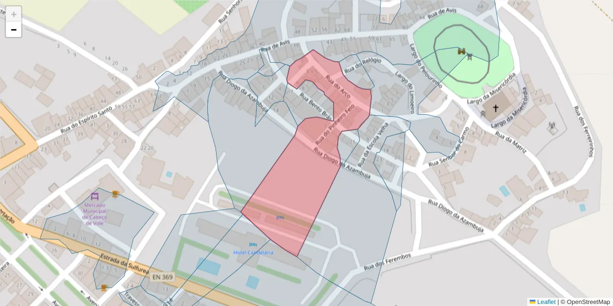 Mapa detalhado do código postal 7460-026 com limites, códigos postais vizinhos e agências dos correios