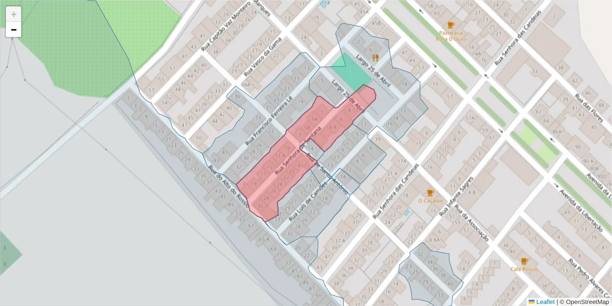 Mapa detalhado do código postal 7460-038 com limites, códigos postais vizinhos e agências dos correios