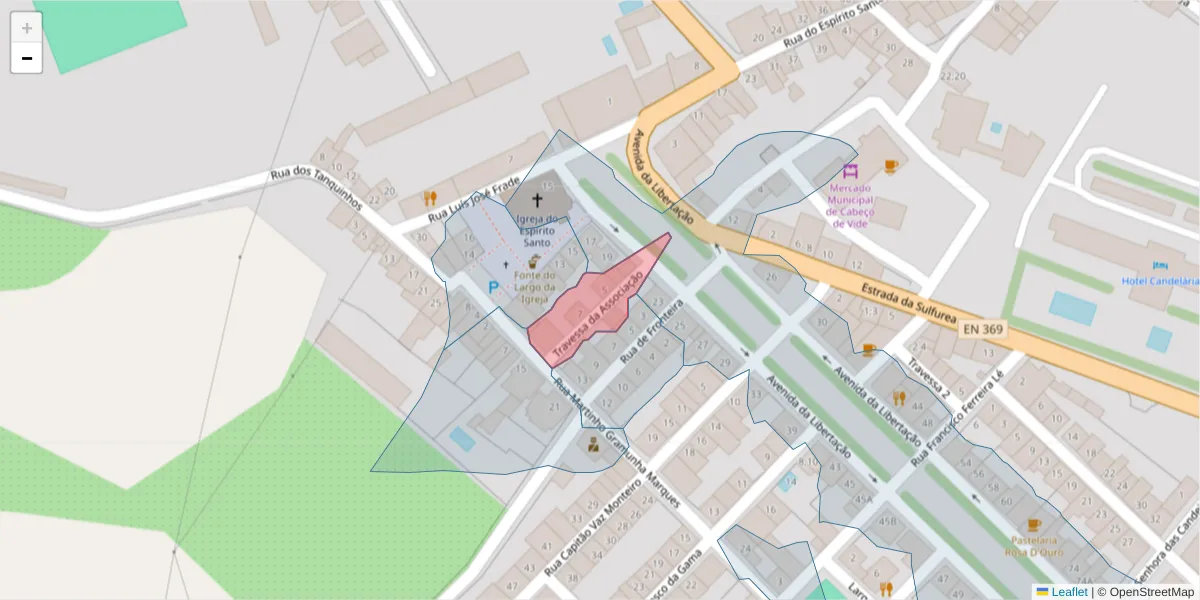 Mapa detalhado do código postal 7460-041 com limites, códigos postais vizinhos e agências dos correios
