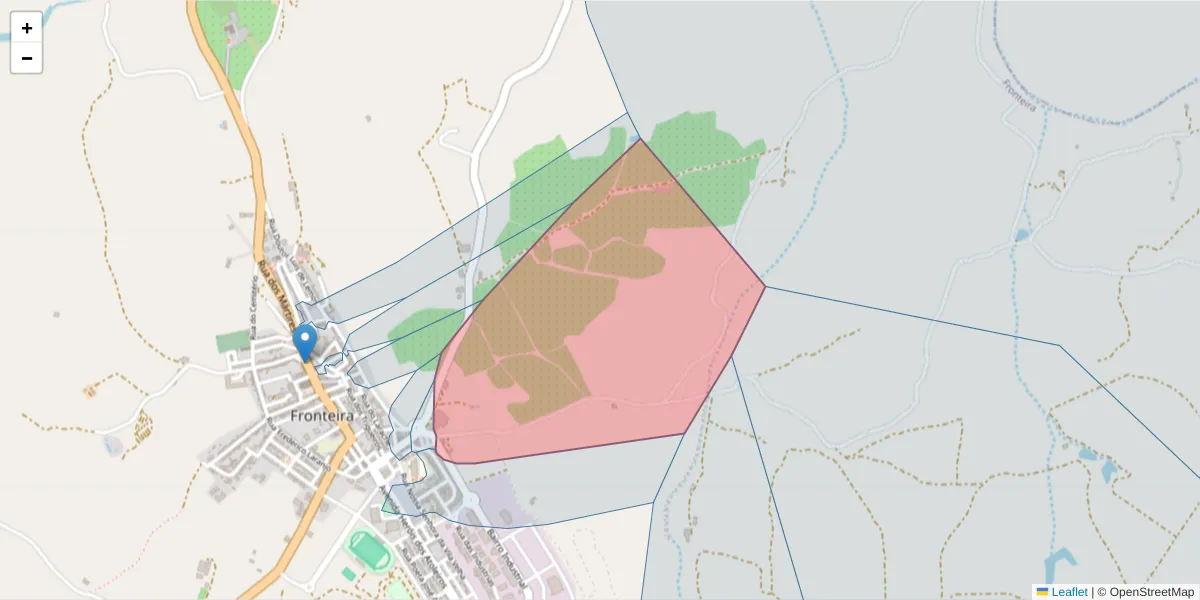 Mapa detalhado do código postal 7460-102 com limites, códigos postais vizinhos e agências dos correios