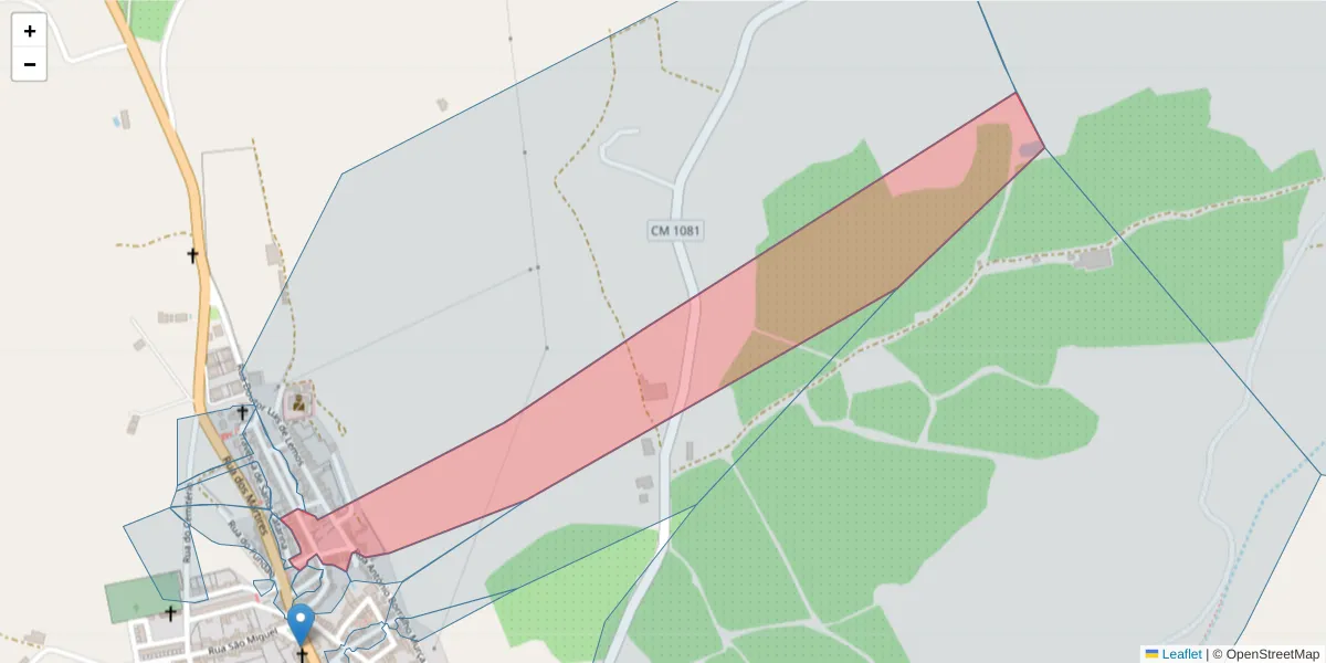 Mapa detalhado do código postal 7460-108 com limites, códigos postais vizinhos e agências dos correios