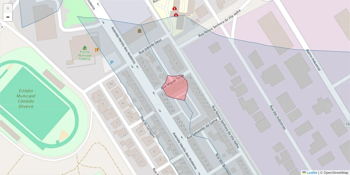 Mapa detalhado do código postal 7460-111 com limites, códigos postais vizinhos e agências dos correios