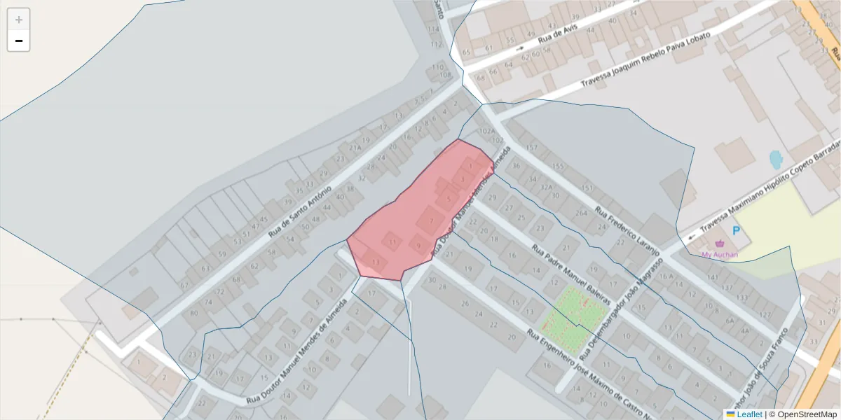 Mapa detalhado do código postal 7460-140 com limites, códigos postais vizinhos e agências dos correios