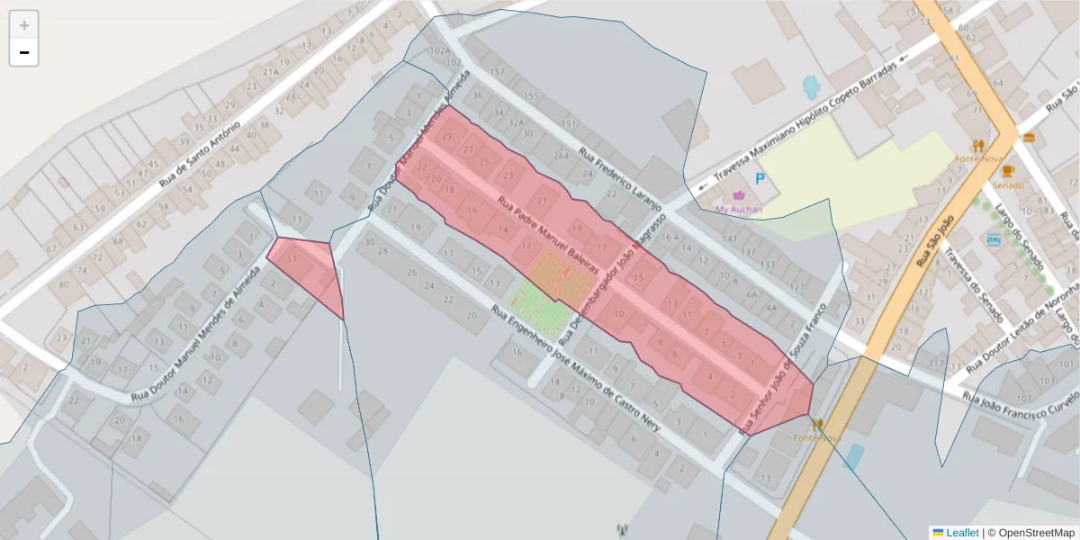 Mapa detalhado do código postal 7460-147 com limites, códigos postais vizinhos e agências dos correios