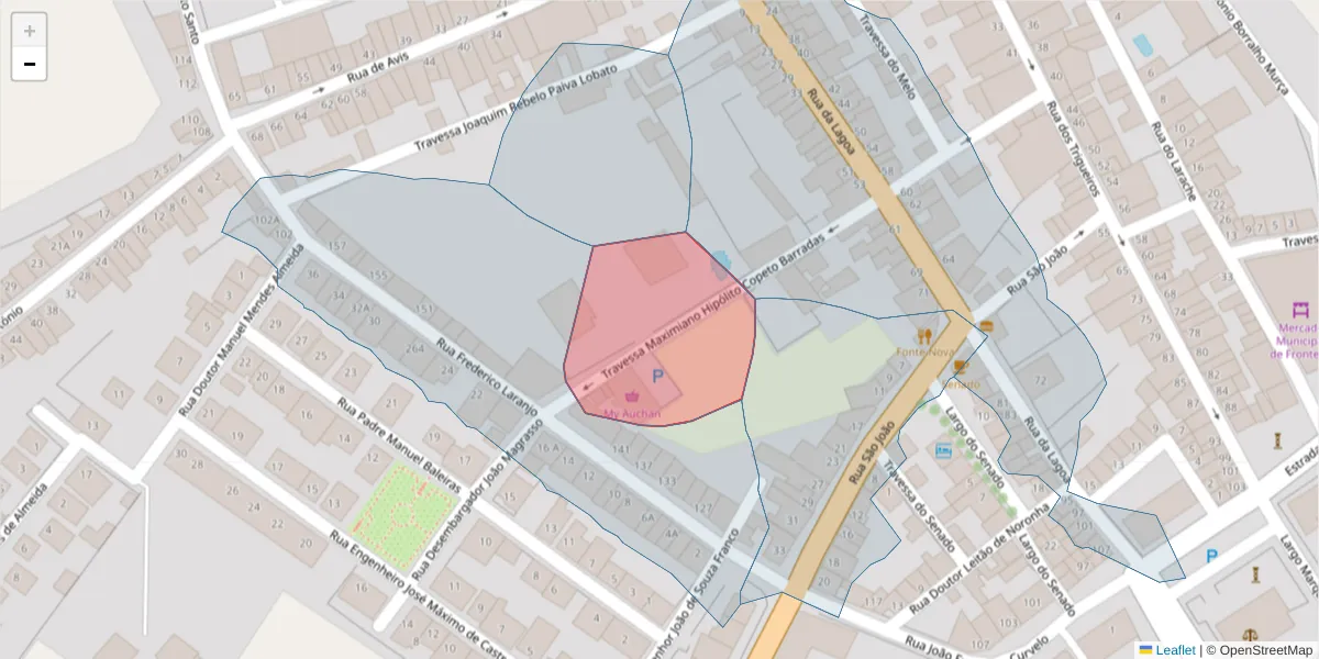 Mapa detalhado do código postal 7460-153 com limites, códigos postais vizinhos e agências dos correios