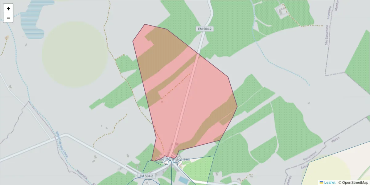 Mapa detalhado do código postal 7460-201 com limites, códigos postais vizinhos e agências dos correios