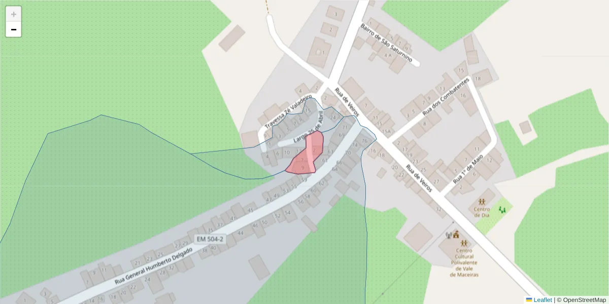 Mapa detalhado do código postal 7460-207 com limites, códigos postais vizinhos e agências dos correios