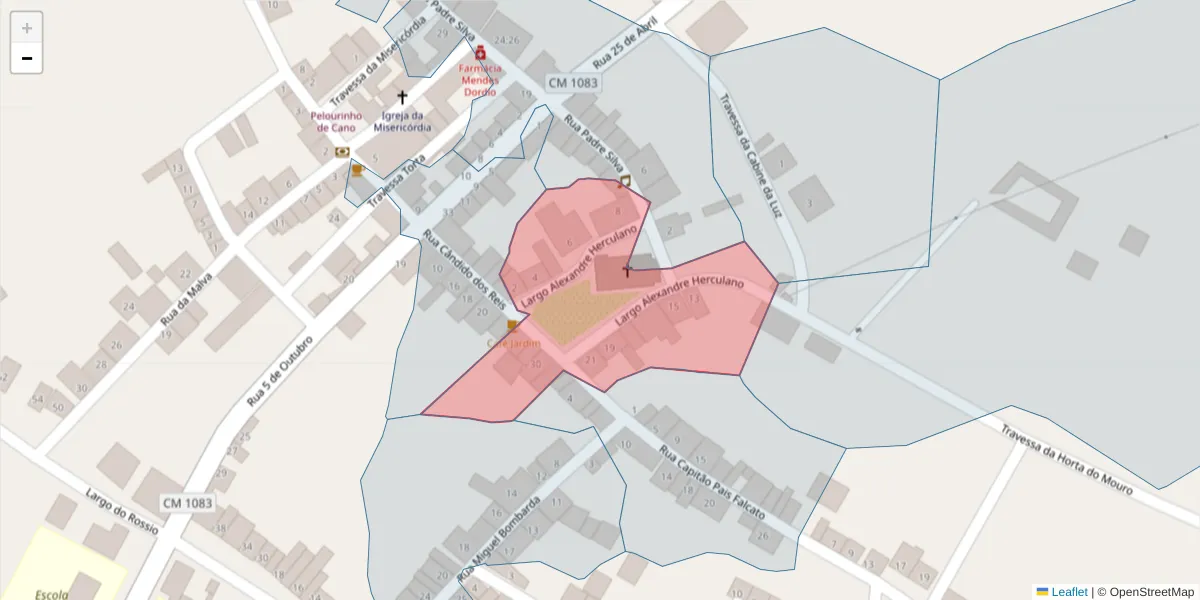 Mapa detalhado do código postal 7470-018 com limites, códigos postais vizinhos e agências dos correios