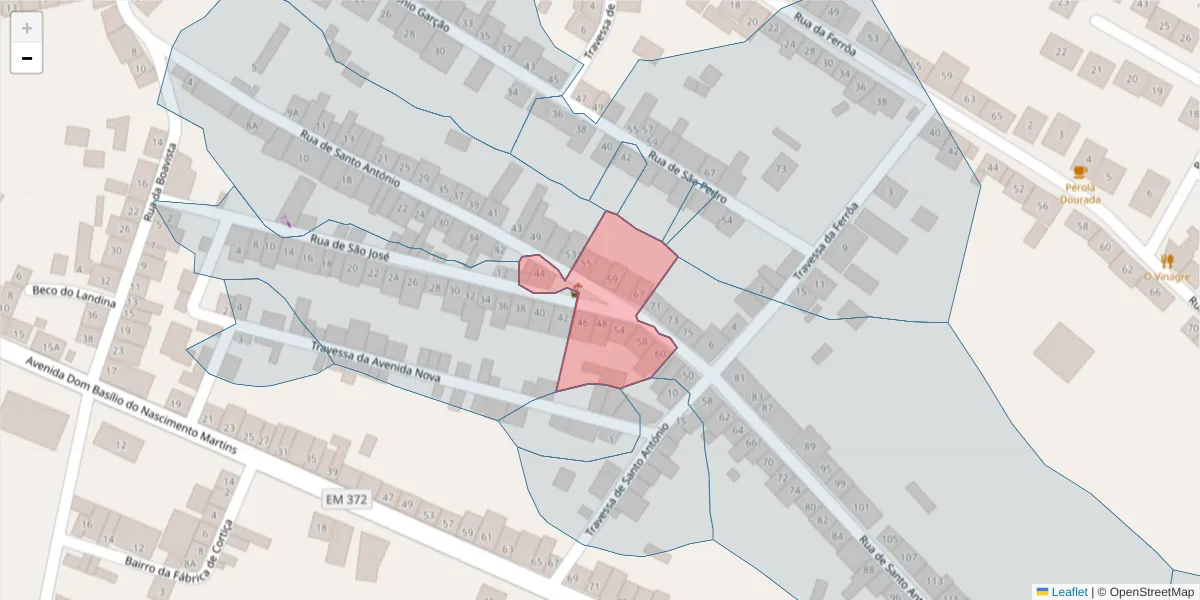 Mapa detalhado do código postal 7470-021 com limites, códigos postais vizinhos e agências dos correios