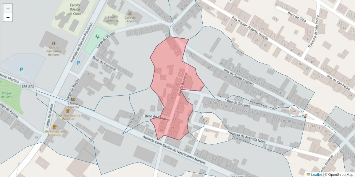 Mapa detalhado do código postal 7470-027 com limites, códigos postais vizinhos e agências dos correios