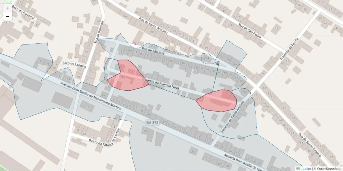 Mapa detalhado do código postal 7470-039 com limites, códigos postais vizinhos e agências dos correios