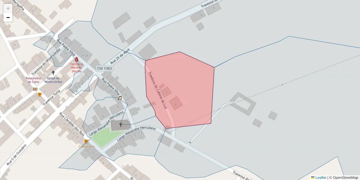 Mapa detalhado do código postal 7470-040 com limites, códigos postais vizinhos e agências dos correios