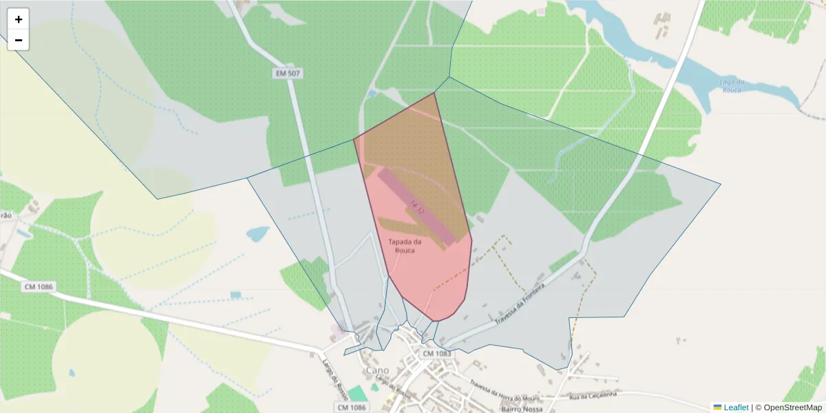 Mapa detalhado do código postal 7470-069 com limites, códigos postais vizinhos e agências dos correios