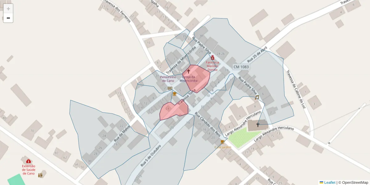 Mapa detalhado do código postal 7470-081 com limites, códigos postais vizinhos e agências dos correios