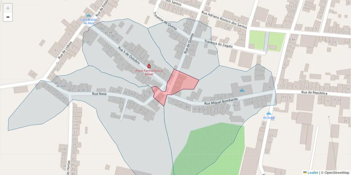 Mapa detalhado do código postal 7470-112 com limites, códigos postais vizinhos e agências dos correios