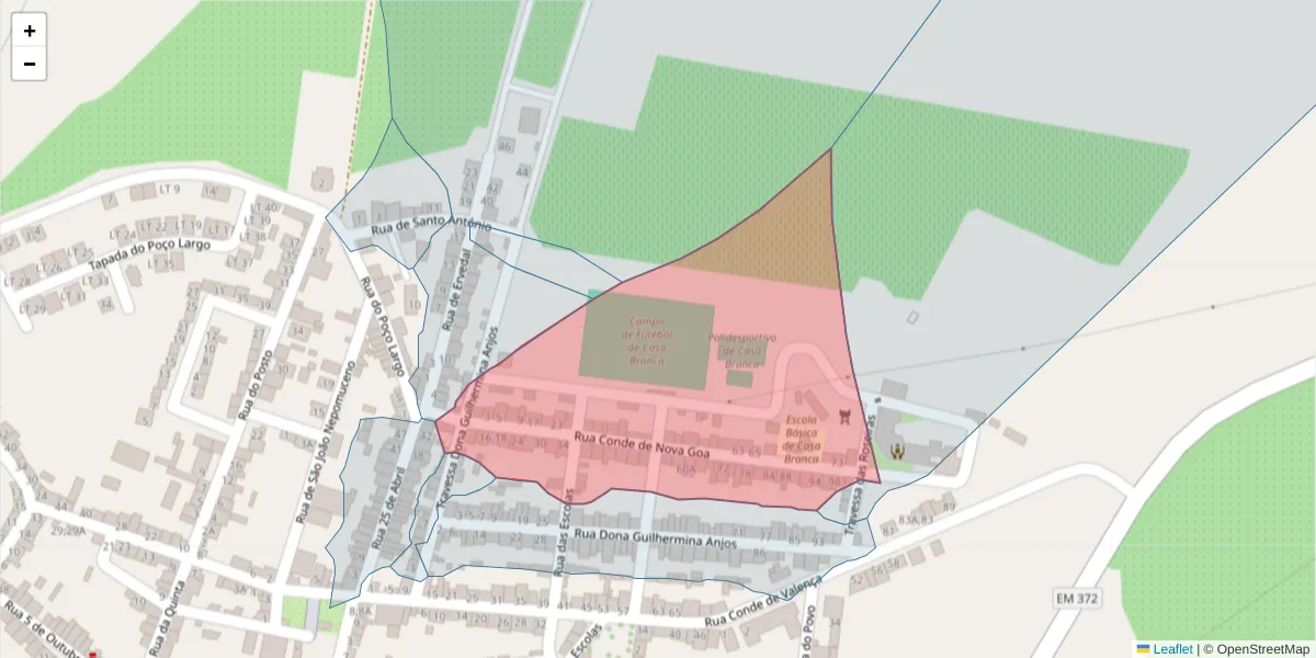 Mapa detalhado do código postal 7470-119 com limites, códigos postais vizinhos e agências dos correios