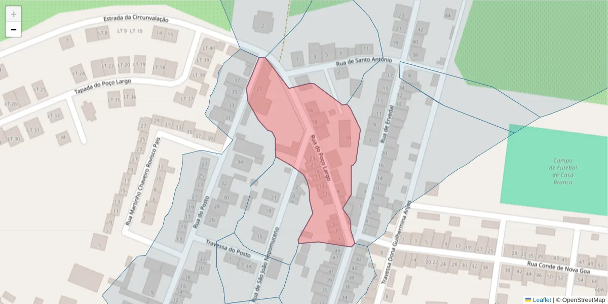 Mapa detalhado do código postal 7470-132 com limites, códigos postais vizinhos e agências dos correios