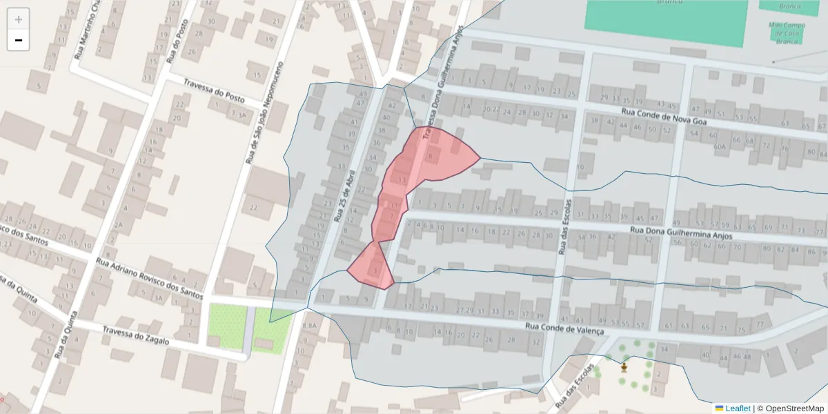 Mapa detalhado do código postal 7470-142 com limites, códigos postais vizinhos e agências dos correios