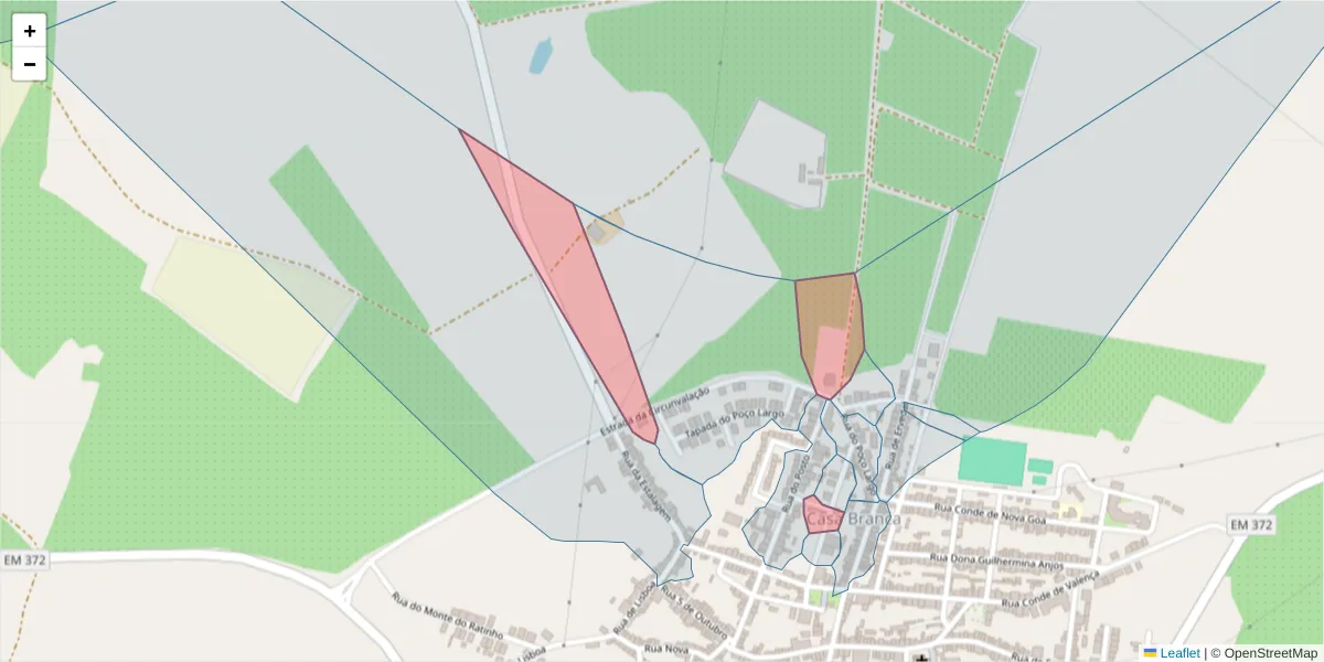Mapa detalhado do código postal 7470-161 com limites, códigos postais vizinhos e agências dos correios