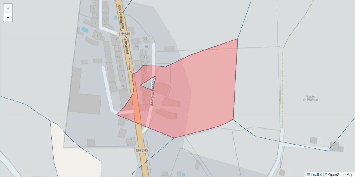 Mapa detalhado do código postal 7470-206 com limites, códigos postais vizinhos e agências dos correios