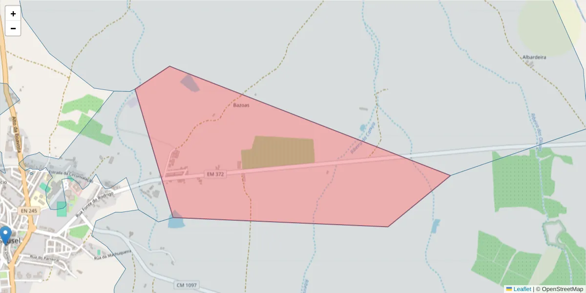Mapa detalhado do código postal 7470-209 com limites, códigos postais vizinhos e agências dos correios