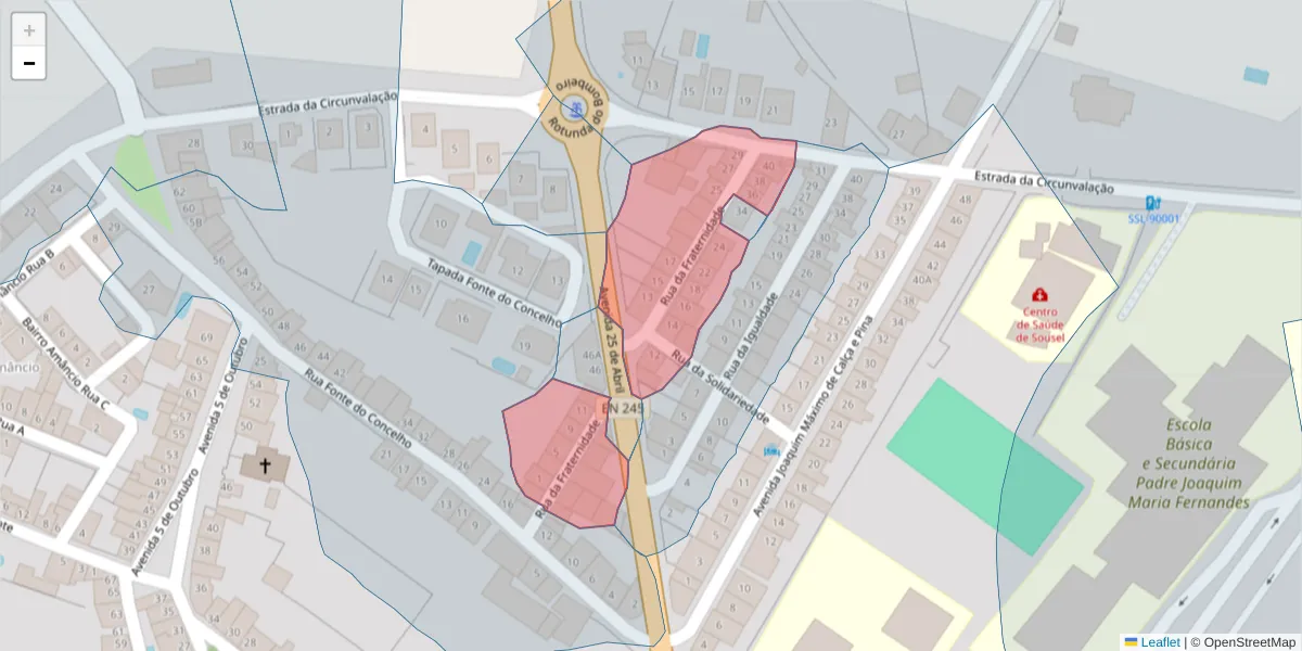 Mapa detalhado do código postal 7470-234 com limites, códigos postais vizinhos e agências dos correios