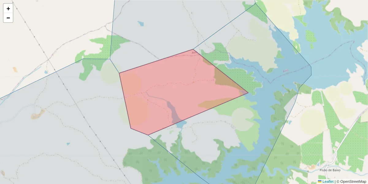 Mapa detalhado do código postal 7480-015 com limites, códigos postais vizinhos e agências dos correios