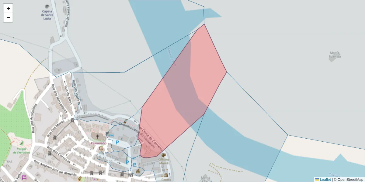 Mapa detalhado do código postal 7480-130 com limites, códigos postais vizinhos e agências dos correios