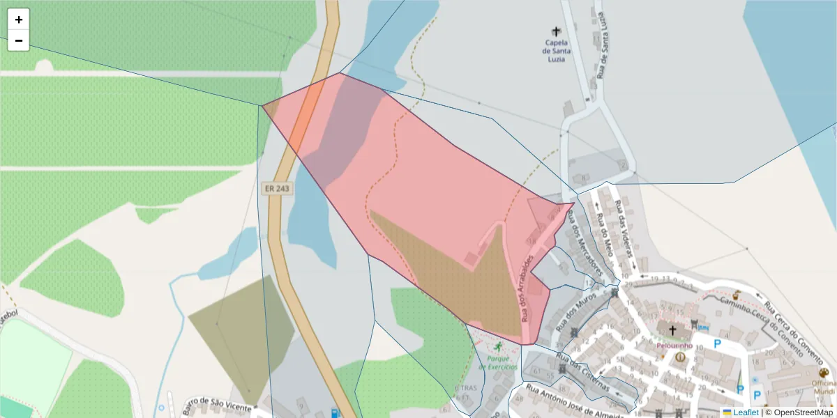 Mapa detalhado do código postal 7480-160 com limites, códigos postais vizinhos e agências dos correios
