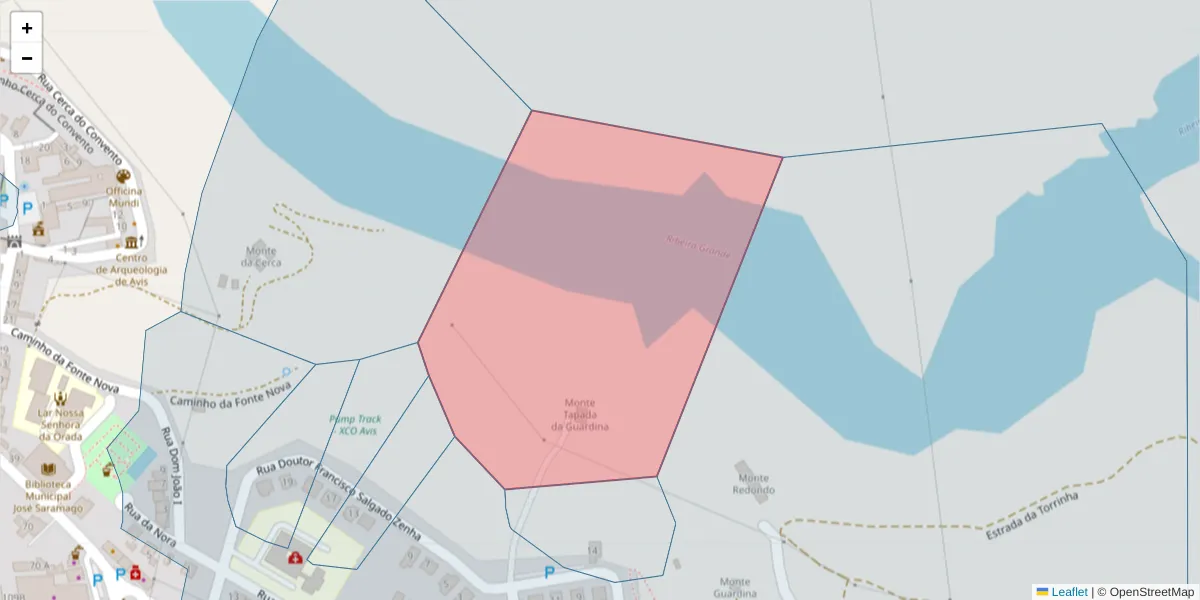 Mapa detalhado do código postal 7480-184 com limites, códigos postais vizinhos e agências dos correios