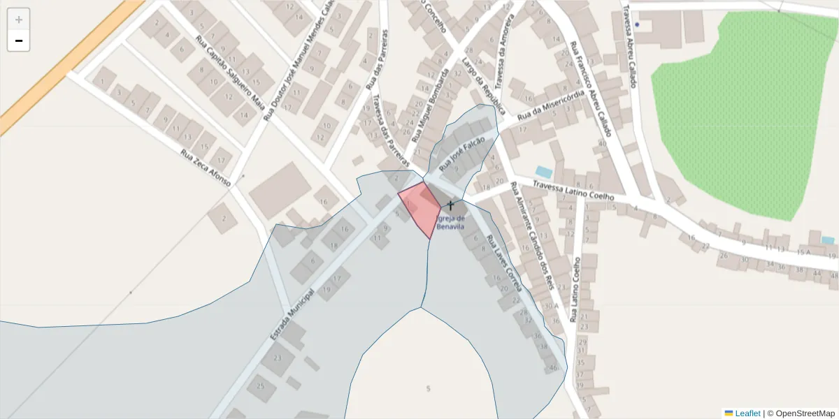 Mapa detalhado do código postal 7480-203 com limites, códigos postais vizinhos e agências dos correios