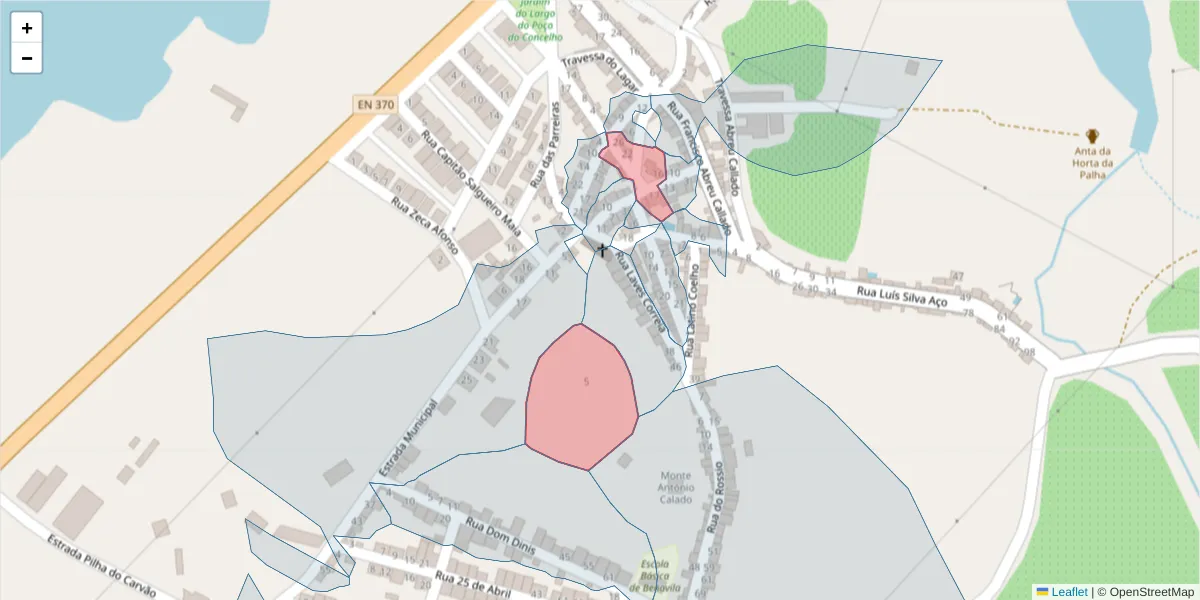 Mapa detalhado do código postal 7480-205 com limites, códigos postais vizinhos e agências dos correios