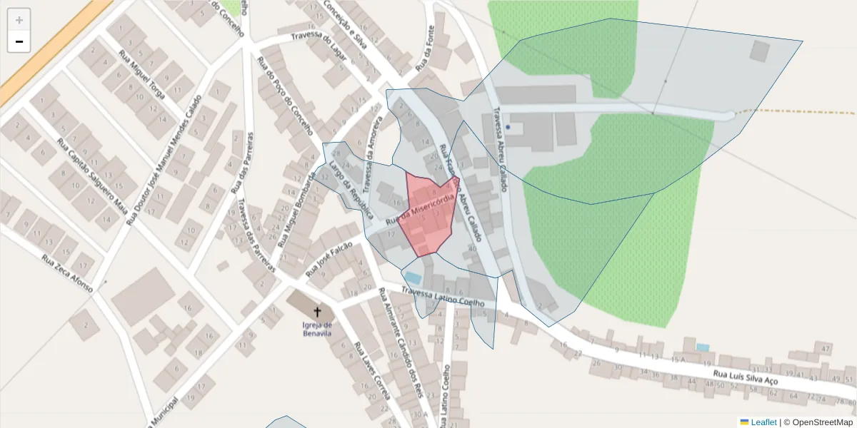 Mapa detalhado do código postal 7480-211 com limites, códigos postais vizinhos e agências dos correios
