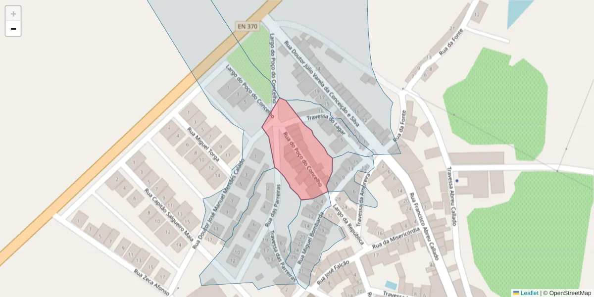 Mapa detalhado do código postal 7480-212 com limites, códigos postais vizinhos e agências dos correios