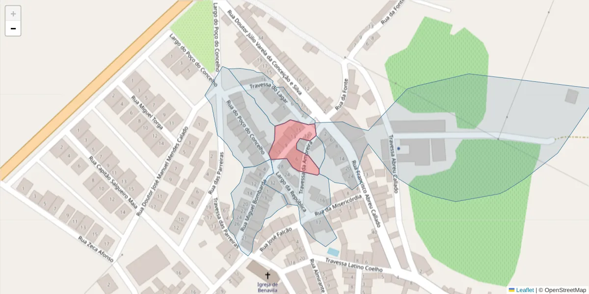 Mapa detalhado do código postal 7480-217 com limites, códigos postais vizinhos e agências dos correios