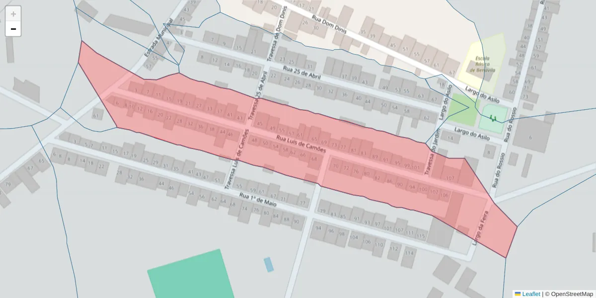 Mapa detalhado do código postal 7480-222 com limites, códigos postais vizinhos e agências dos correios