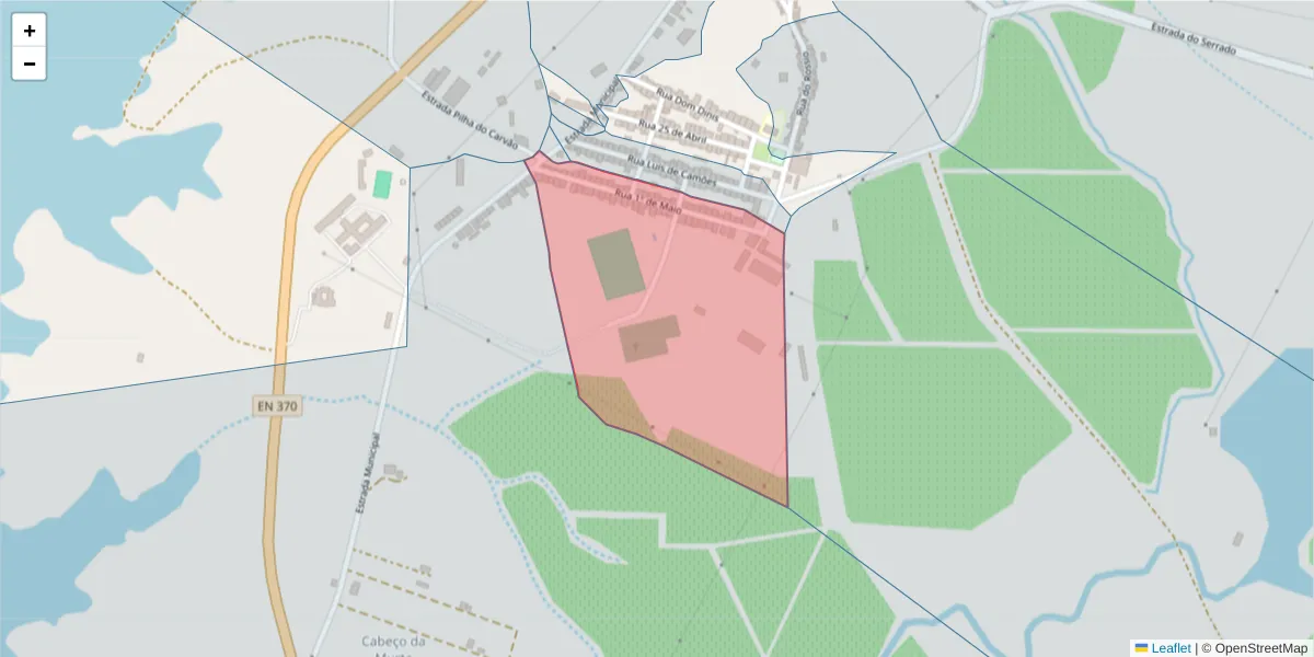 Mapa detalhado do código postal 7480-225 com limites, códigos postais vizinhos e agências dos correios