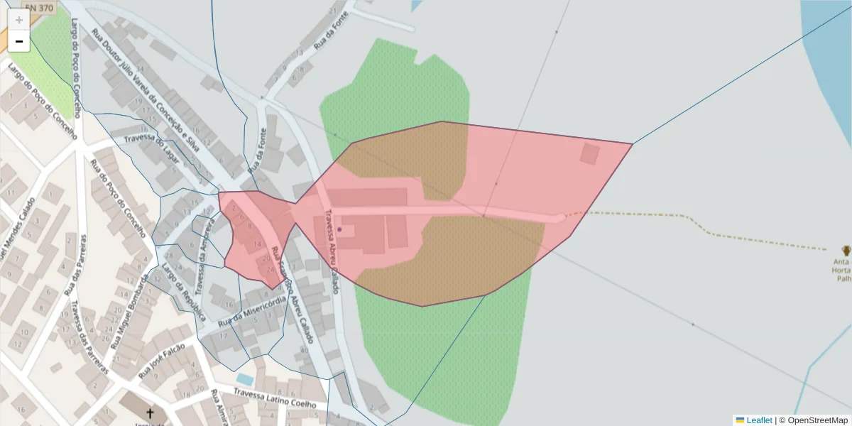 Mapa detalhado do código postal 7480-228 com limites, códigos postais vizinhos e agências dos correios