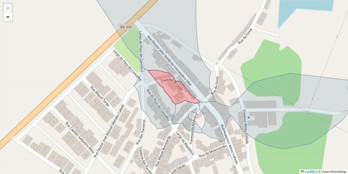 Mapa detalhado do código postal 7480-232 com limites, códigos postais vizinhos e agências dos correios