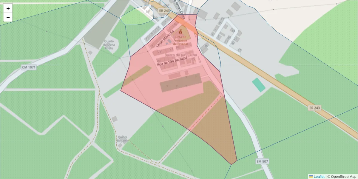Mapa detalhado do código postal 7480-282 com limites, códigos postais vizinhos e agências dos correios