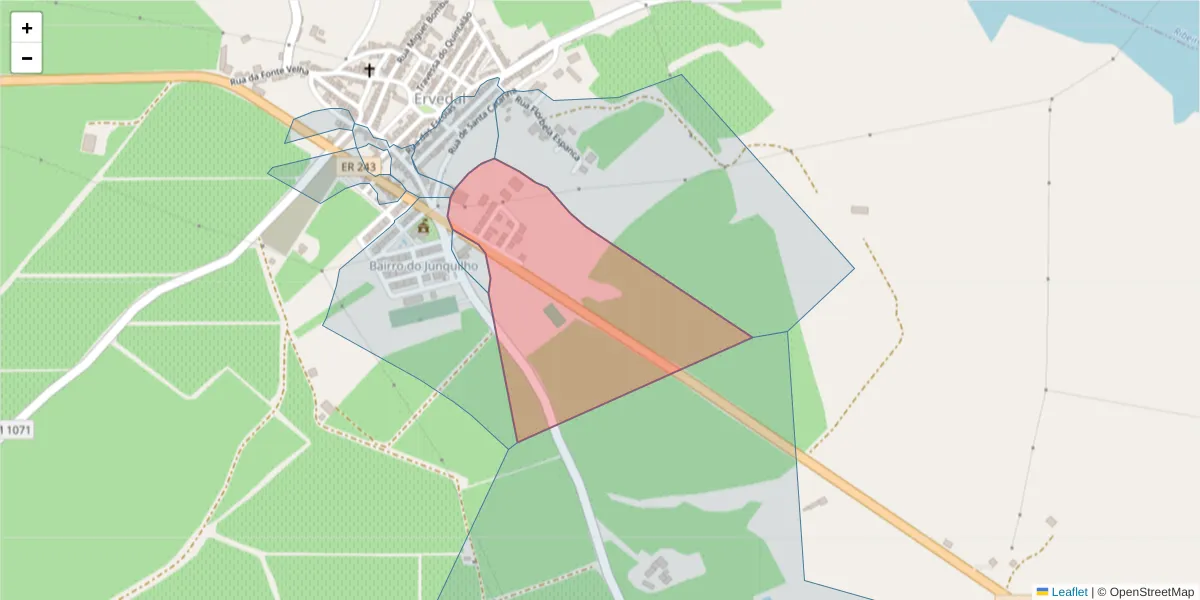Mapa detalhado do código postal 7480-284 com limites, códigos postais vizinhos e agências dos correios