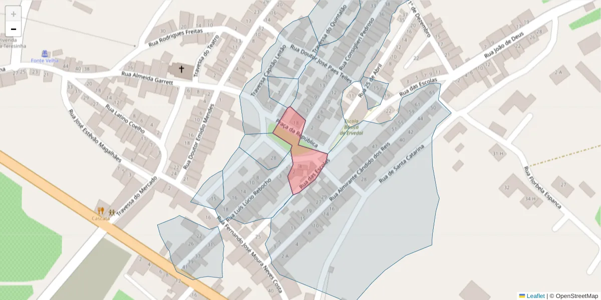 Mapa detalhado do código postal 7480-287 com limites, códigos postais vizinhos e agências dos correios