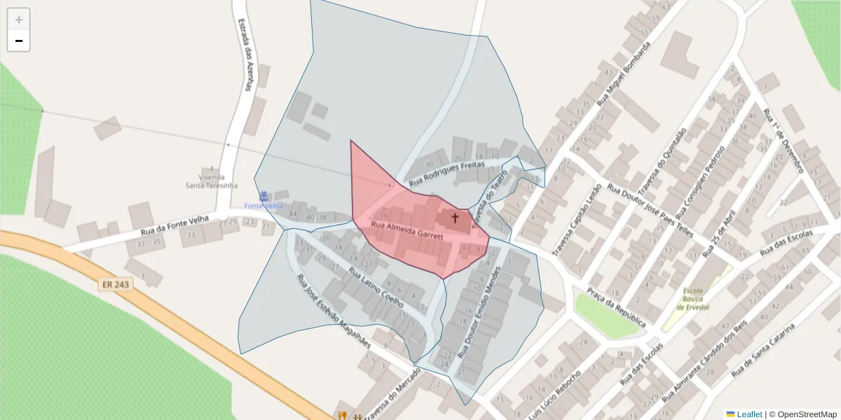 Mapa detalhado do código postal 7480-288 com limites, códigos postais vizinhos e agências dos correios