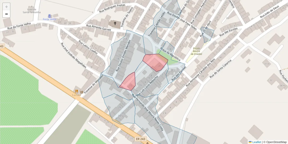 Mapa detalhado do código postal 7480-293 com limites, códigos postais vizinhos e agências dos correios