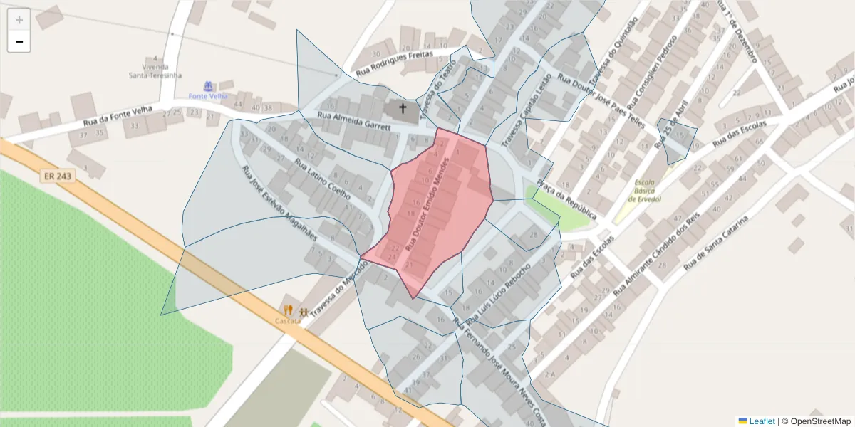 Mapa detalhado do código postal 7480-294 com limites, códigos postais vizinhos e agências dos correios