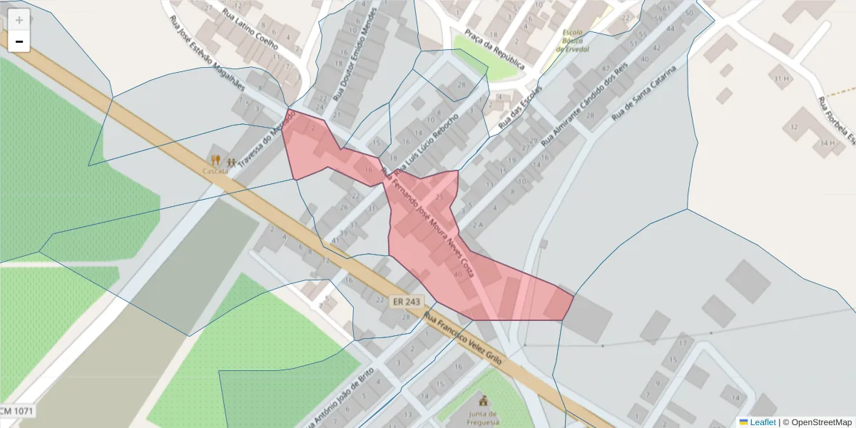 Mapa detalhado do código postal 7480-296 com limites, códigos postais vizinhos e agências dos correios